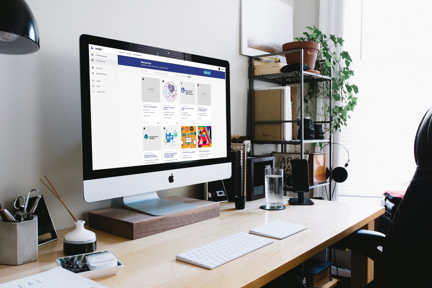 A photo of a desktop computer on a well organized desk.